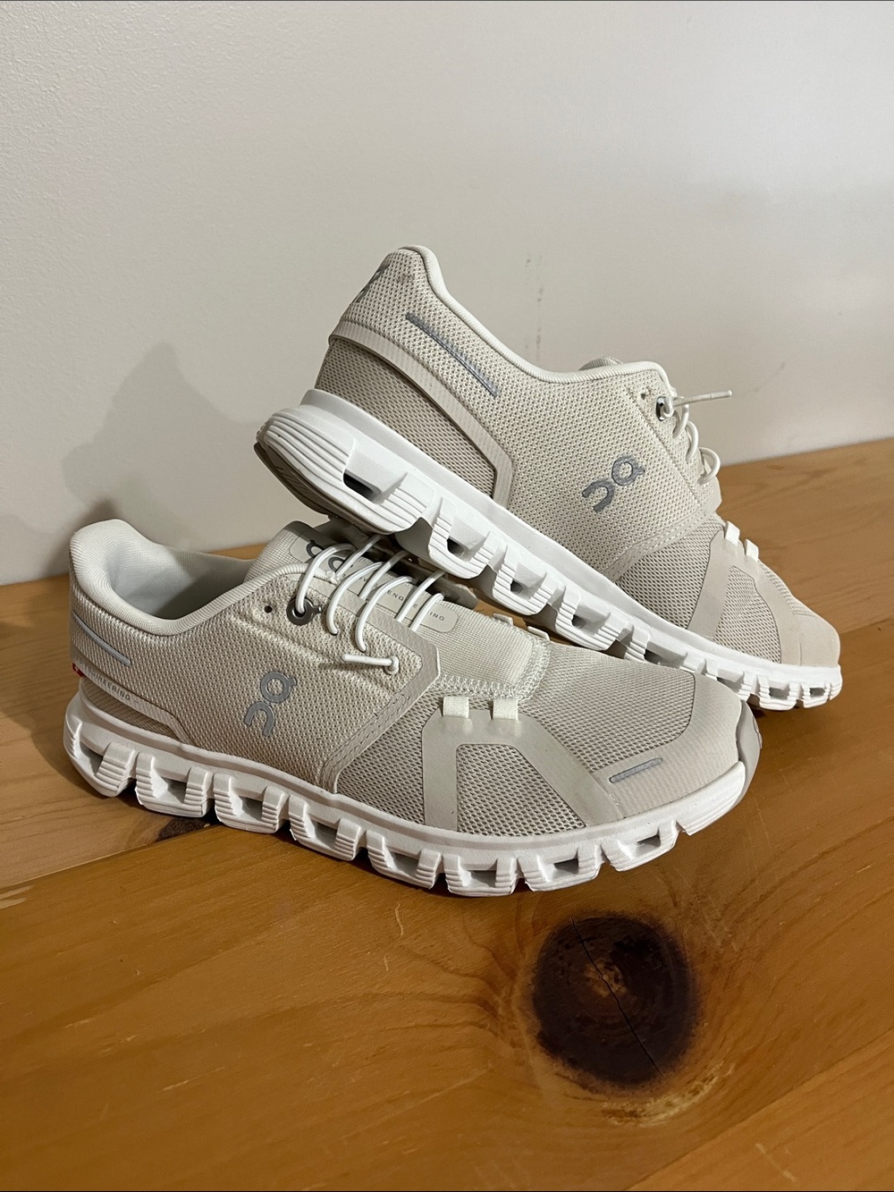 On Running Women’s Athletic Sneakers in Light Beige and White